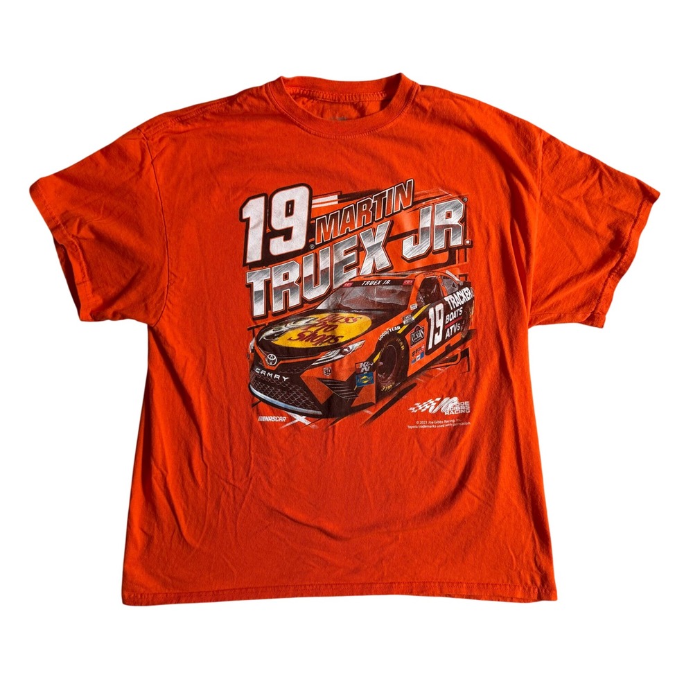 Joe Gibbs Racing NASCAR Martin Truex Jr Mens Graphic T-Shirt Orange Cotton